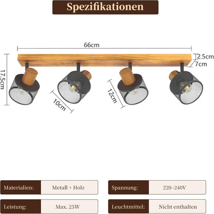 ZMH Deckenstrahler 4-1 Flammig Deckenlampe Vintage Spots Deckenleuchte Küche