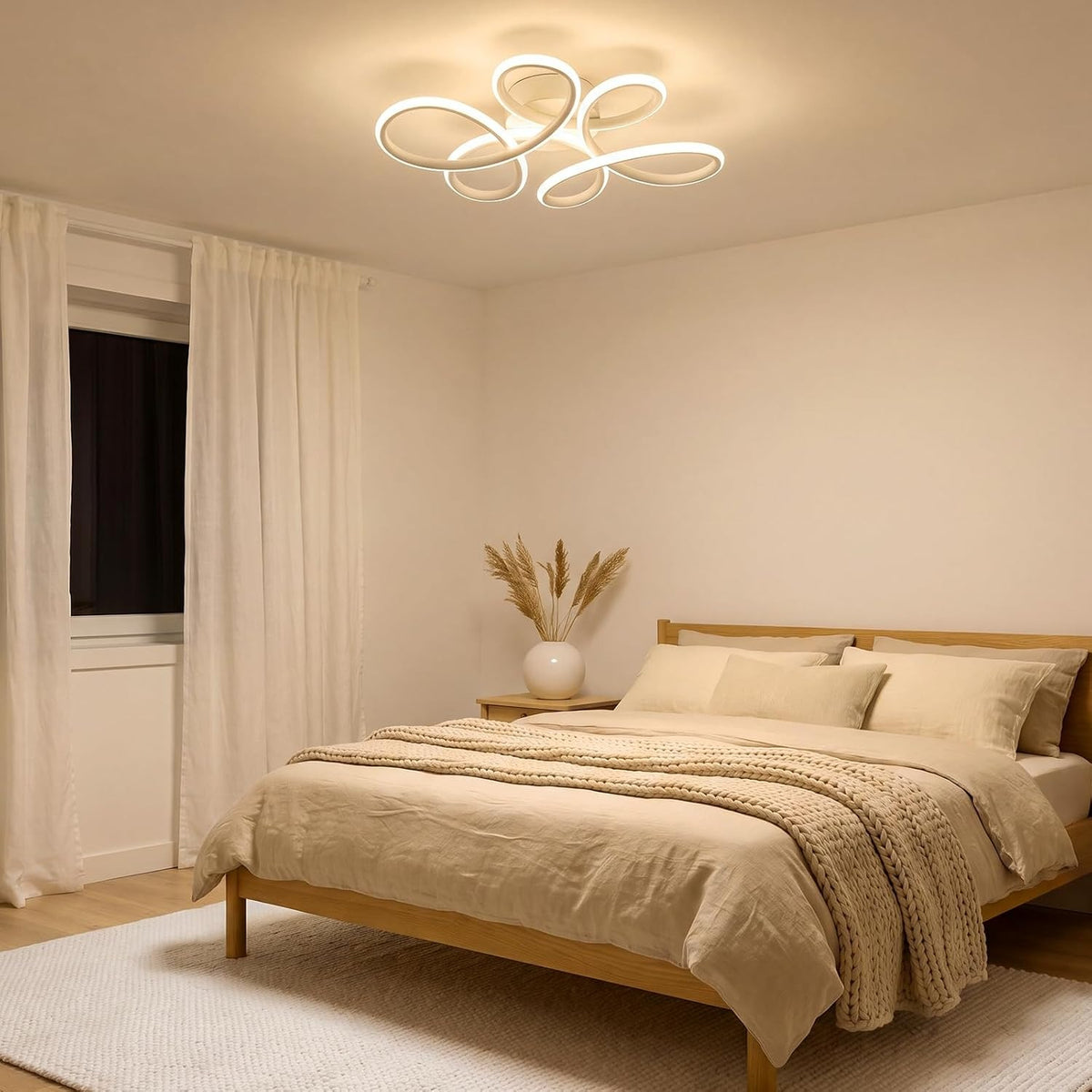 ZMH Deckenlampe Schlafzimmer LED Deckenleuchte 24W 3000K Schlafzimmerlampe