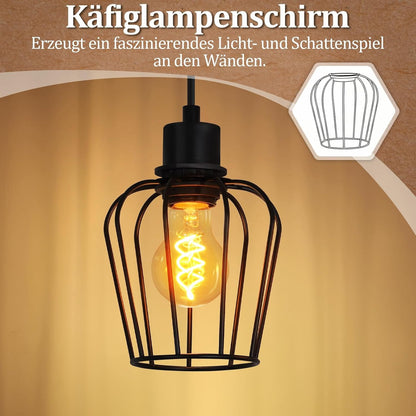 ZMH Vintage Deckenlampe Wohnzimmer Holz Deckenleuchte im Industrial Design