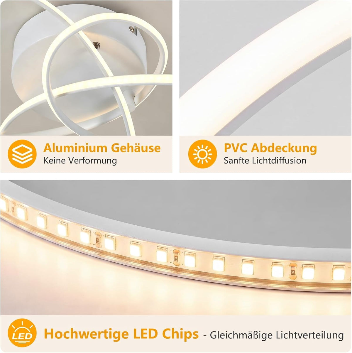 ZMH LED Deckenlampe Wohnzimmer Deckenleuchte 30W Modern Schlafzimmerlampe