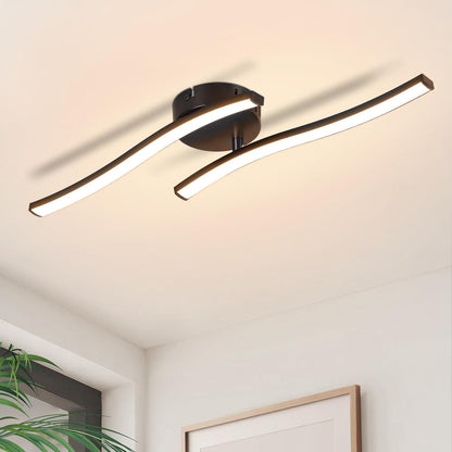 ZMH Deckenlampe Wohnzimmer LED Deckenleuchte Schlafzimmer: Modern Schlafzimmerlampe Schwarz 12W Wohnzimmerlampe 3000K Wellen Design Innen Warmweiß