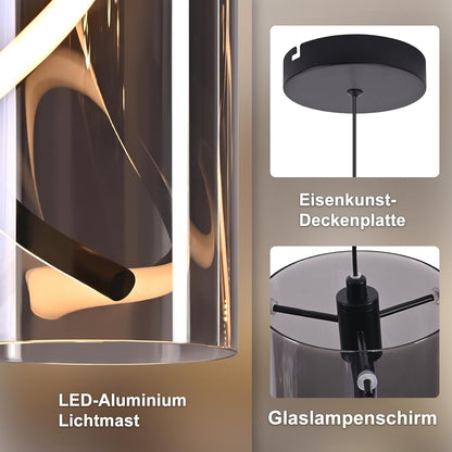 ZMH LED Hängelampe Esstisch 3-flammig 33W Hängelampe aus Rauchglas