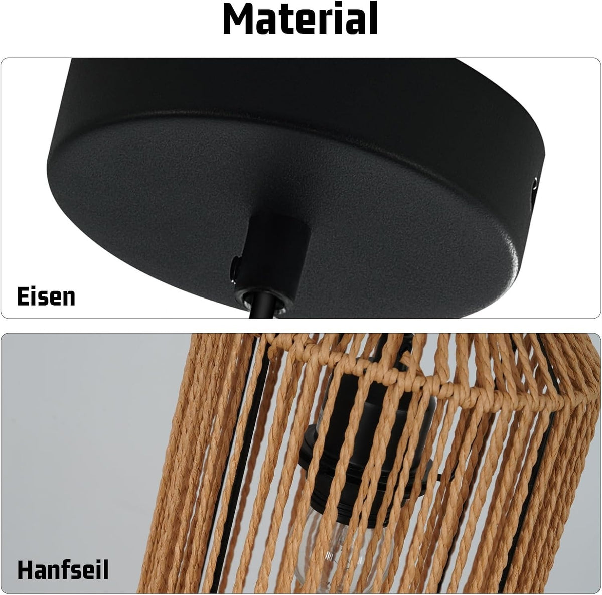ZMH Hängelampe Vintage Hängeleuchte Esstisch - Φ16 Boho Pendelleuchte