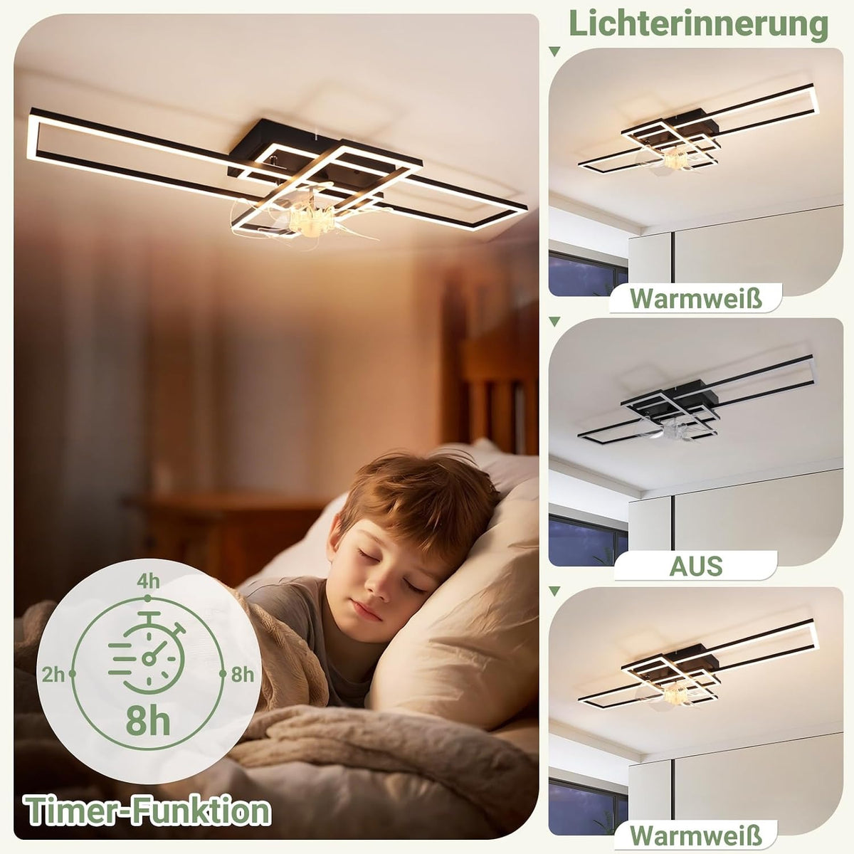ZMH Deckenventilator mit Beleuchtung Deckenleuchte LED Deckenlampe