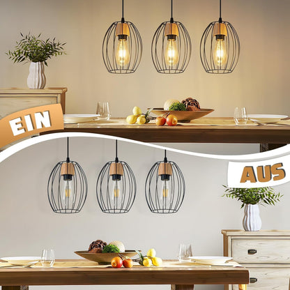 ZMH Hängelampe Vintage Pendelleuchte Esstisch - 3 flammig Esstischlampe