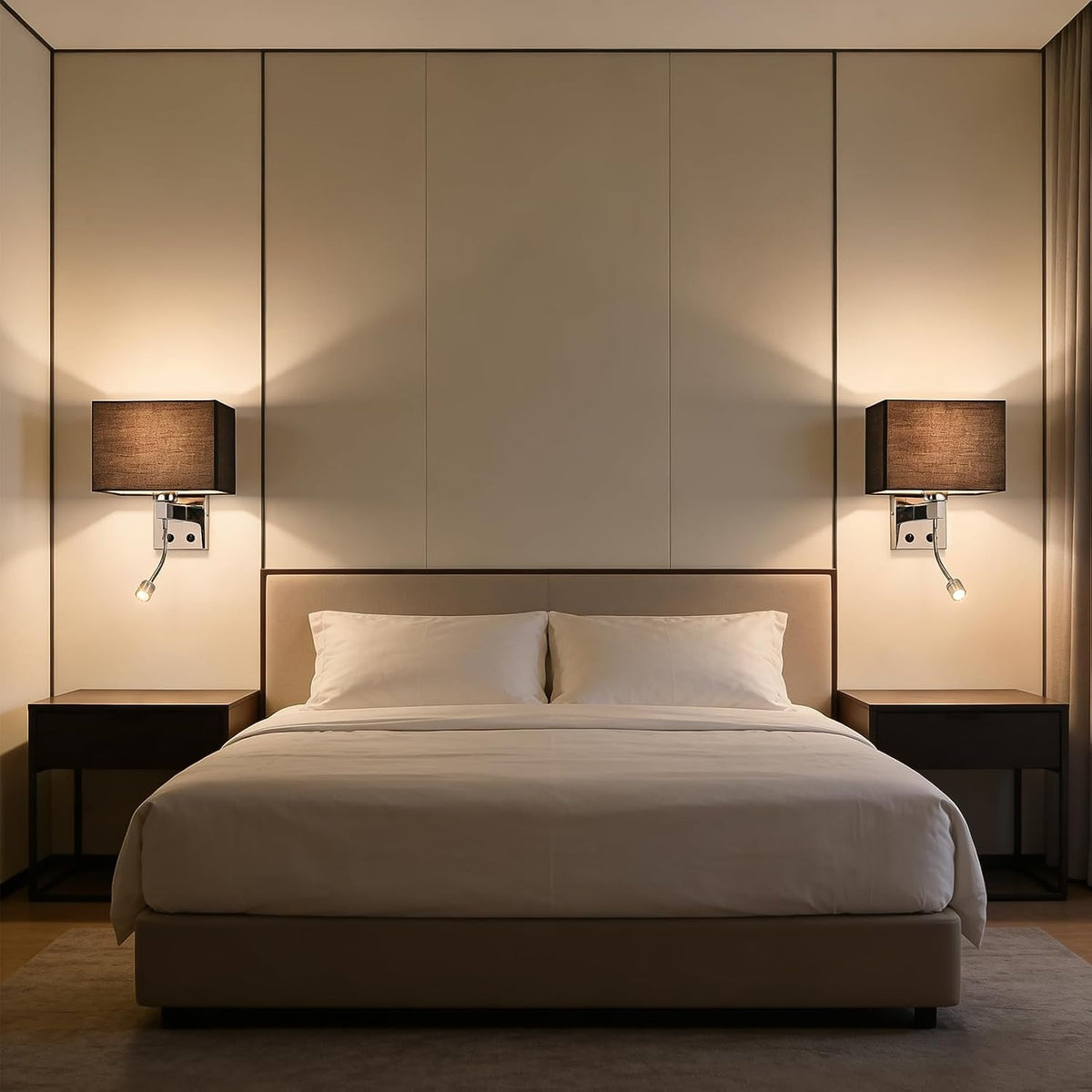 ZMH Wandlampe Innen Wandleuchte Schlafzimmer Schwarz Modern Wandstrahler