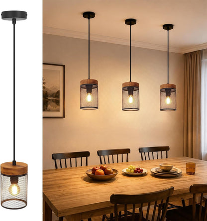 ZMH Vintage Hängelampe Holz Pendelleuchte esstisch 1-4 Flammig Esstischlampe