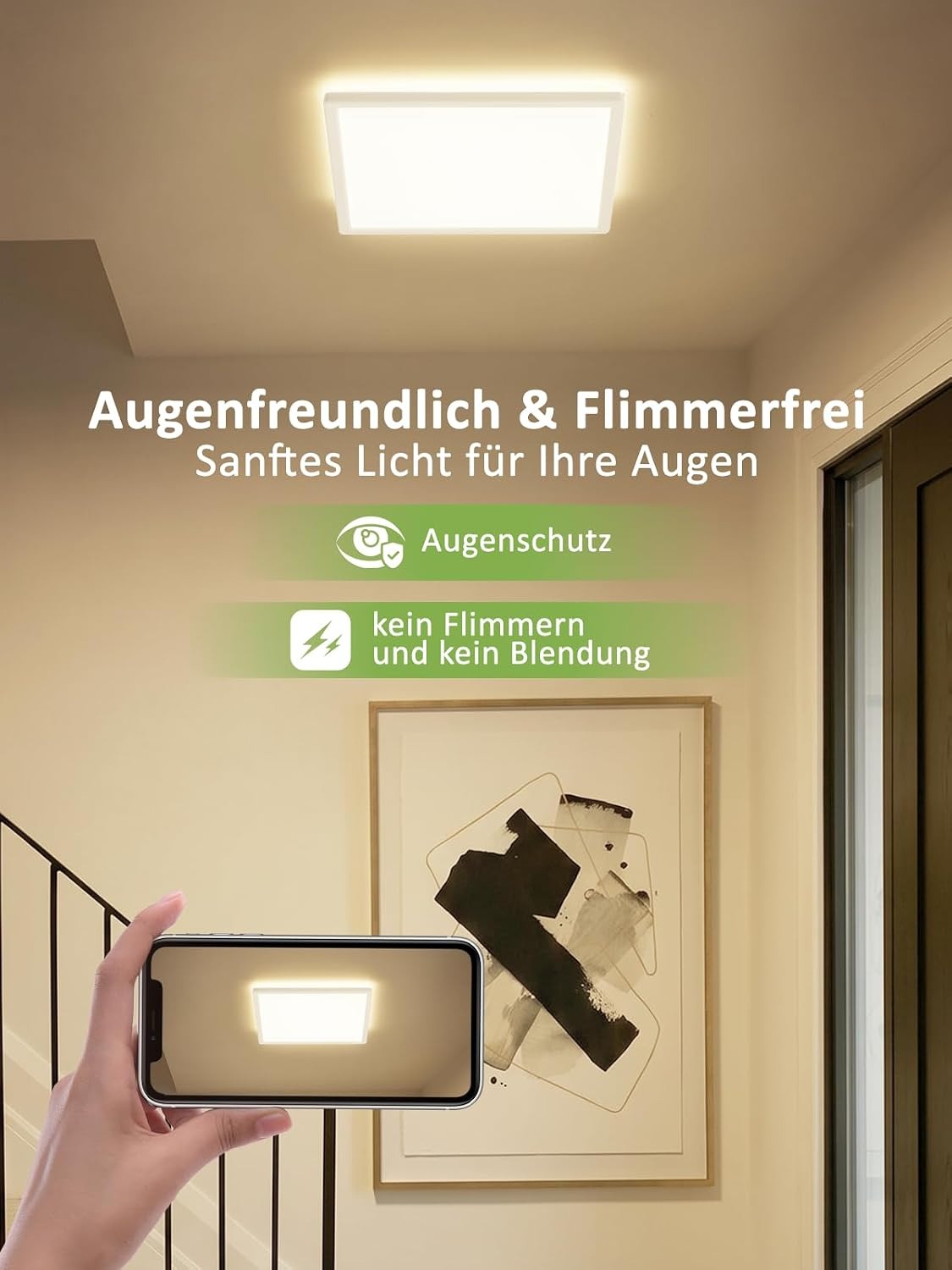 ZMH  LED-Deckenlampe mit Radar-Bewegungsmelder & Dämmerungssensor 18 W