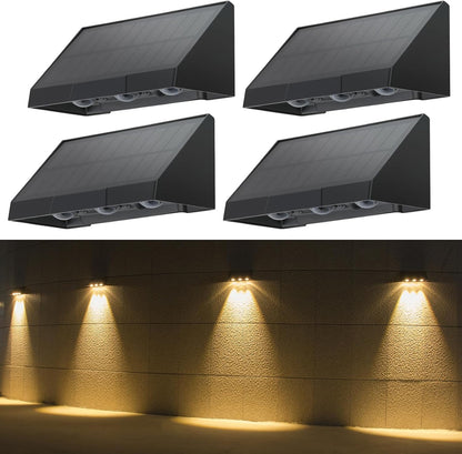 ZMH Solarlampen für Außen Garten 4ER Solar Wandleuchte Aussen Wand LED