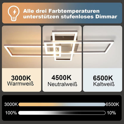 ZMH LED Deckenlampe Wohnzimmer Deckenleuchte: 36W Wohnzimmerlampe mit