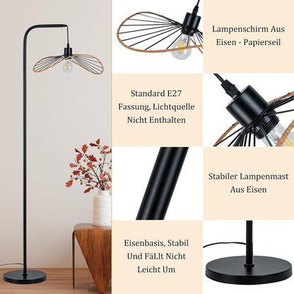 ZMH Stehlampe Schwarz Leselampe Wohnzimmer Standleuchte