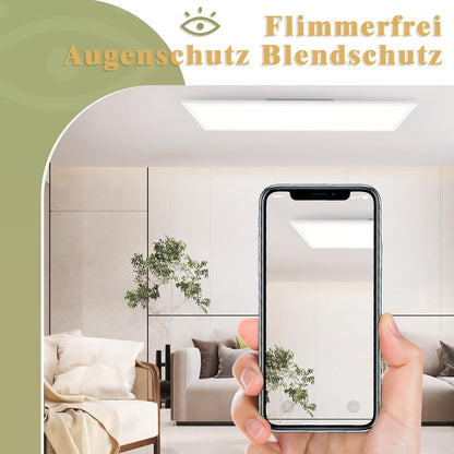 ZMH LED Panel Deckenleuchte Flach 100-120cm,Weiß Rechteckig Deckenlampe