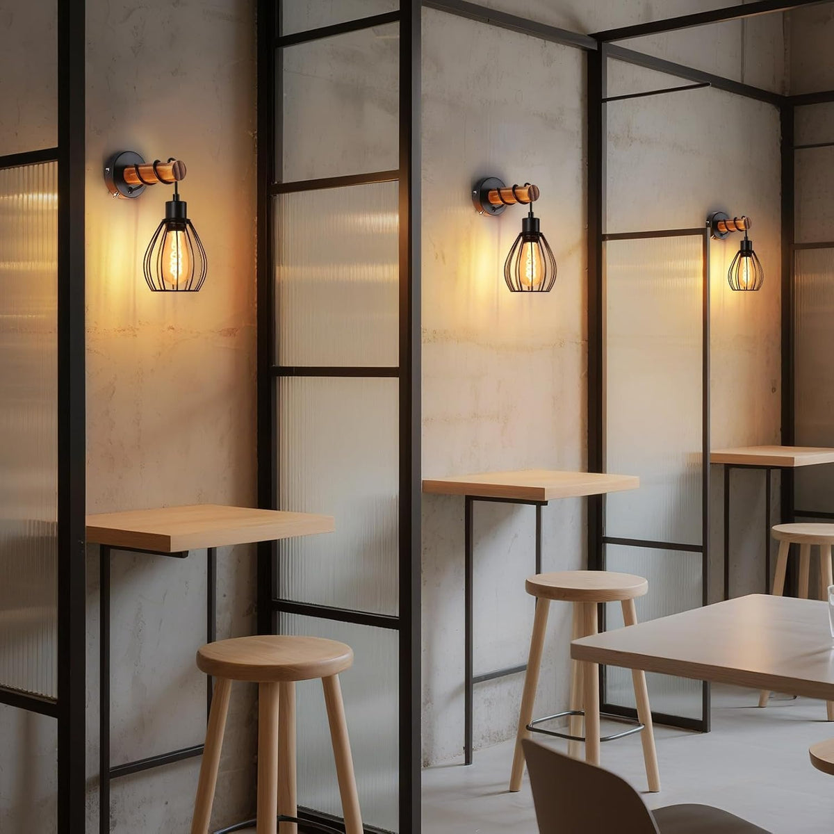 ZMH Wandleuchte mit Schalter Wandlampe Vintage: Holz Wandbeleuchtung Schwarz E27 industrial Wandstrahler aus Metall Retro Bettlampe für Wohnzimmer Schlafzimmer Flur Restaurant - Ohne Leuchtmittel