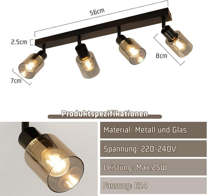ZMH Deckenstrahler 1-4 Flammig Deckenlampe E14: Vintage Deckenleuchte