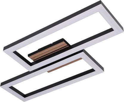ZMH LED Deckenleuchte Schlafzimmer Deckenlampe 49CM Schwarz in Holzoptik