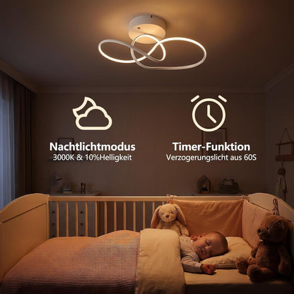 ZMH LED Deckenlampe Schlafzimmer Deckenleuchte 24W Modern Küchenlampe Weiß