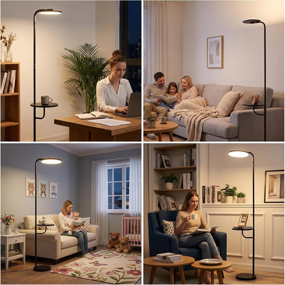 ZMH LED Stehlampe Wohnzimmer 30W Schwarz 174 cm Stehleuchte mit Fernbedienung