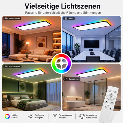 ZMH LED Panel 120x30 Cm Schwarz, LED Deckenleuchte 36 W, Deckenlampe Wohnzimmer