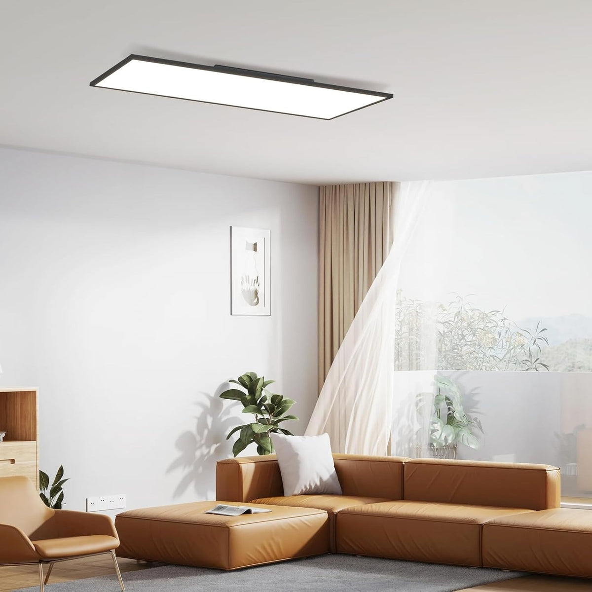 ZMH LED Panel Deckenleuchte Flach 100-120cm,Weiß Rechteckig Deckenlampe