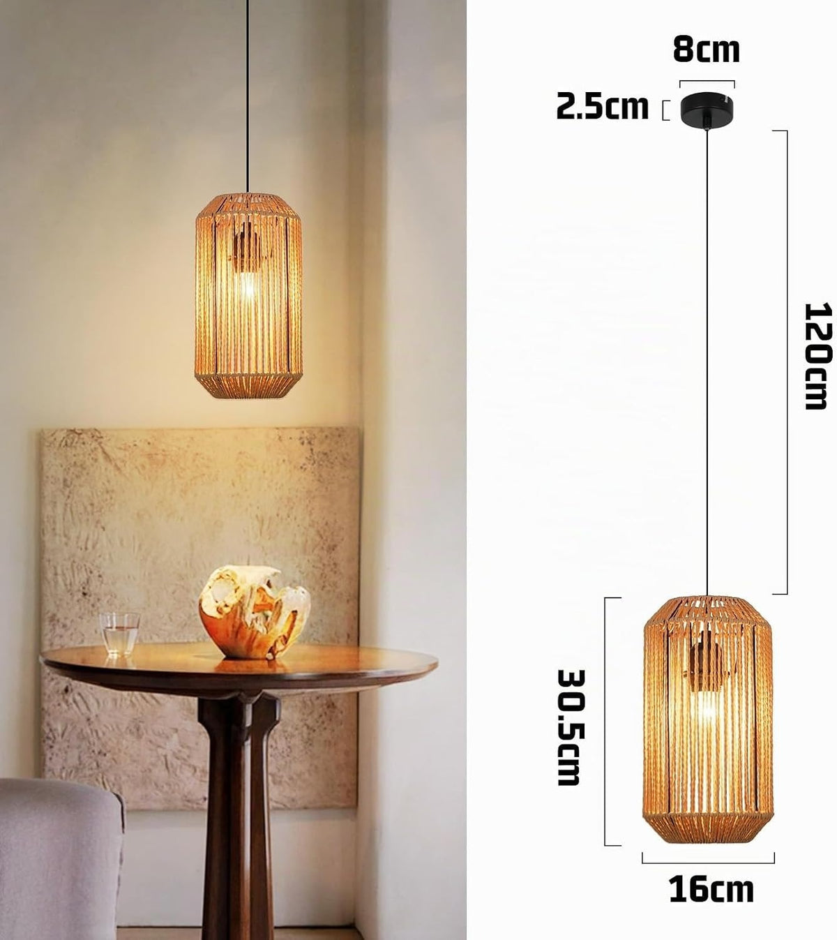 ZMH Hängelampe Vintage Hängeleuchte Esstisch - Φ16 Boho Pendelleuchte