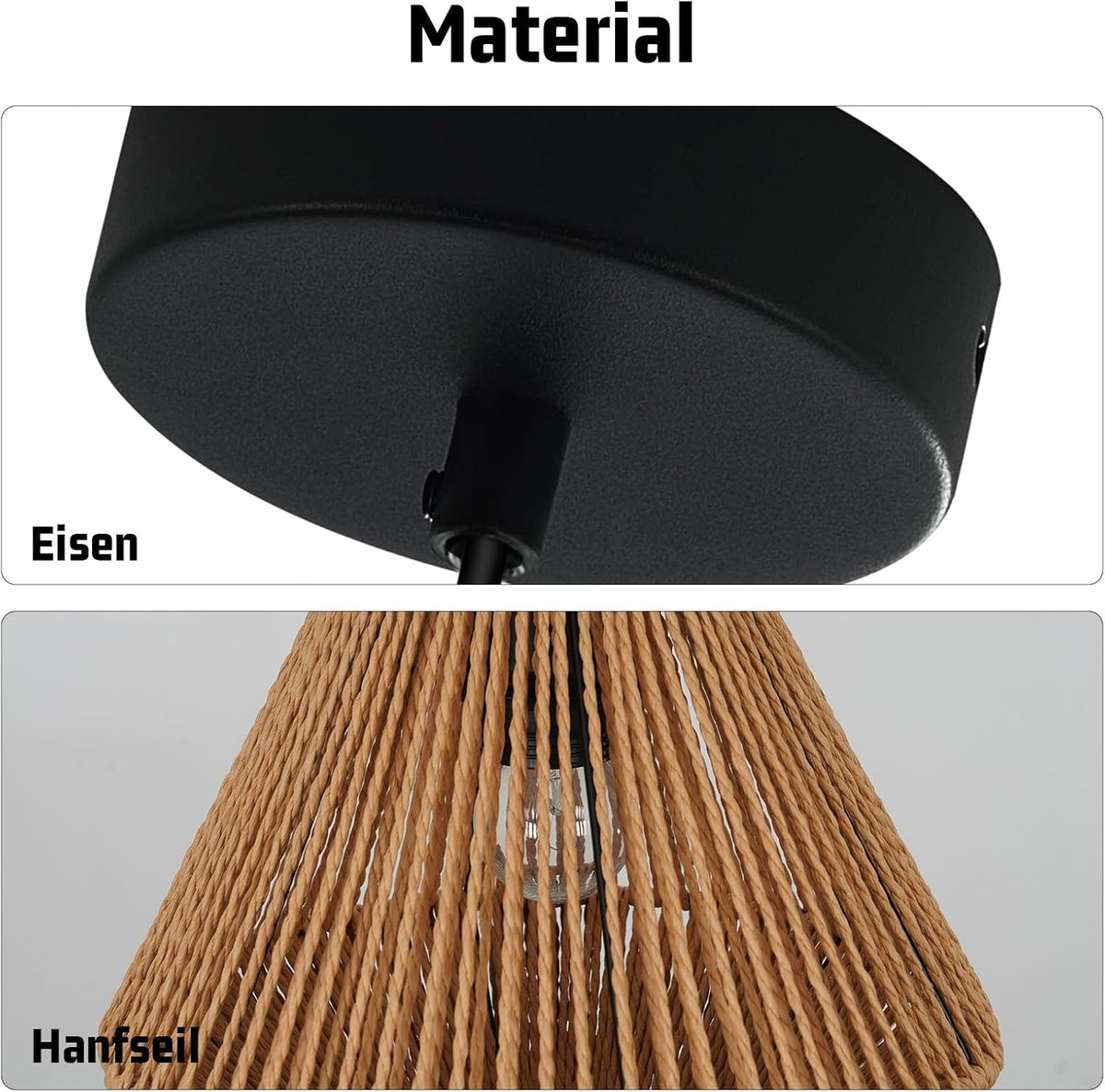 ZMH Hängelampe Boho Hängeleuchte Rattan - Φ25 Vintage Pendelleuchte
