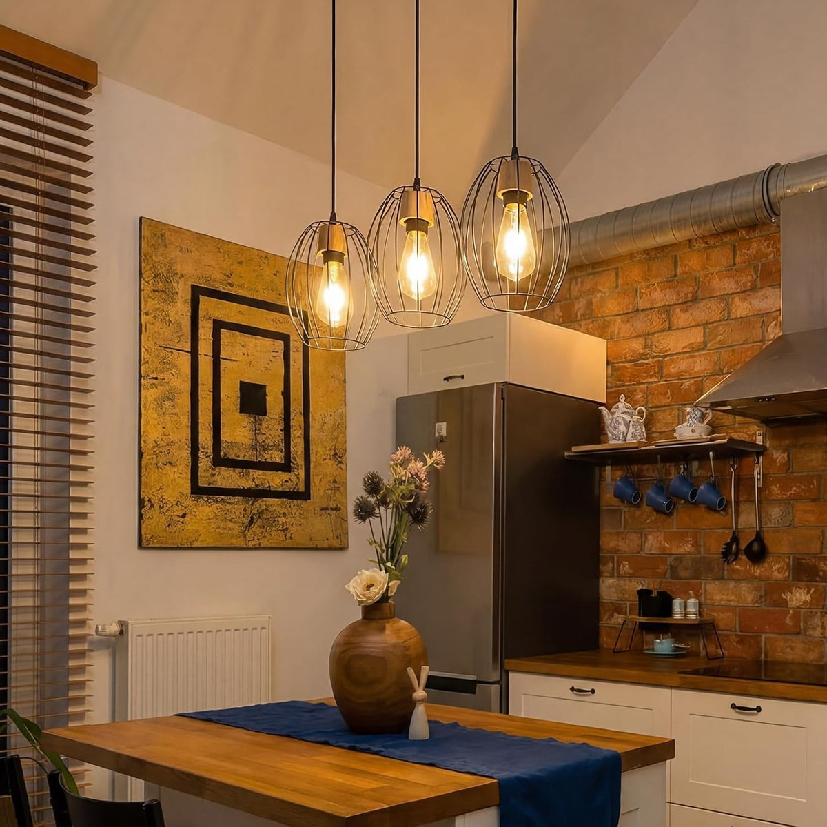 ZMH Hängelampe Vintage Pendelleuchte Esstisch - 3 flammig Esstischlampe