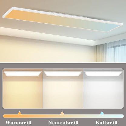 ZMH LED Panel Deckenleuchte Flach 100-120cm,Weiß Rechteckig Deckenlampe