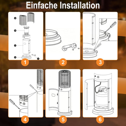 ZMH Heizstrahler Gas Outdoor 10 kW Terrassenstrahler Mit Rollen