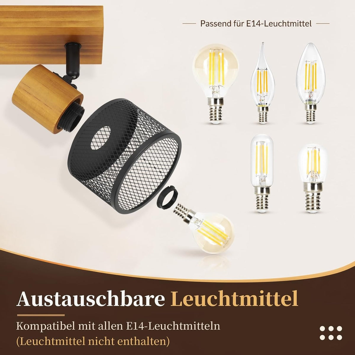 ZMH Deckenstrahler 4-1 Flammig Deckenlampe Vintage Spots Deckenleuchte Küche