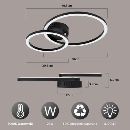 ZMH LED Deckenlampe Wohnzimmer Deckenleuchte 40cm - 23W Küchenlampe | 3000K Warmweiß