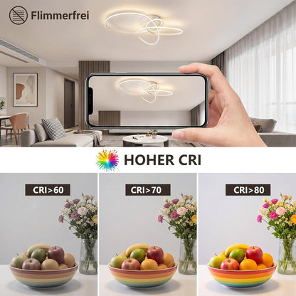 ZMH LED Deckenlampe Wohnzimmer Deckenleuchte 30W Modern Schlafzimmerlampe