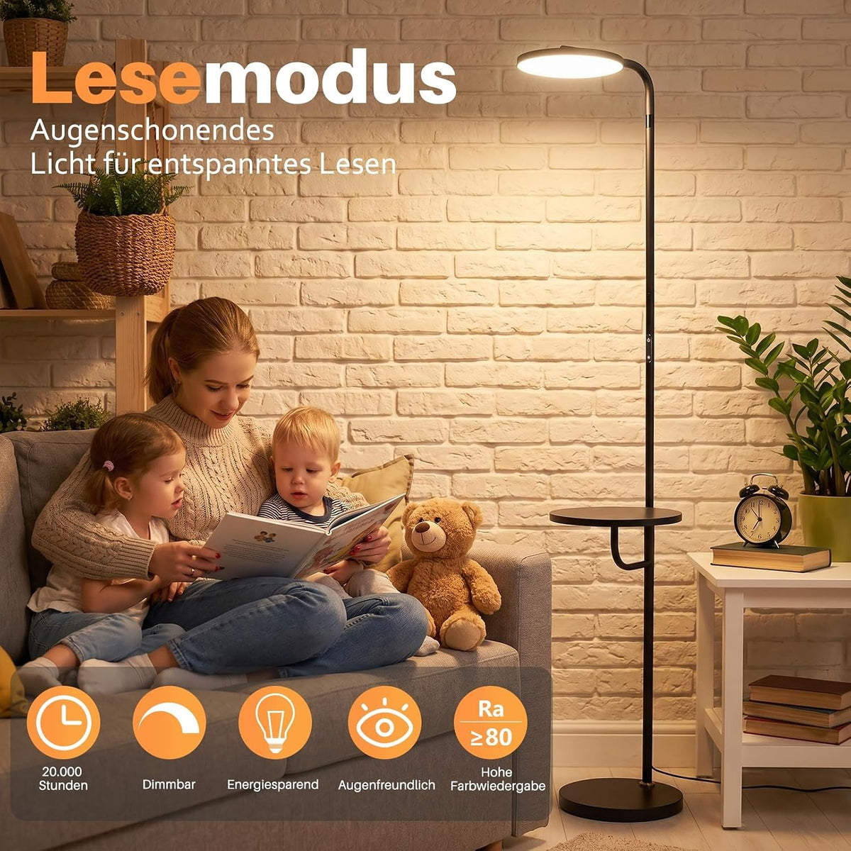 ZMH LED Stehlampe Wohnzimmer 30W Schwarz 174 cm Stehleuchte mit Fernbedienung