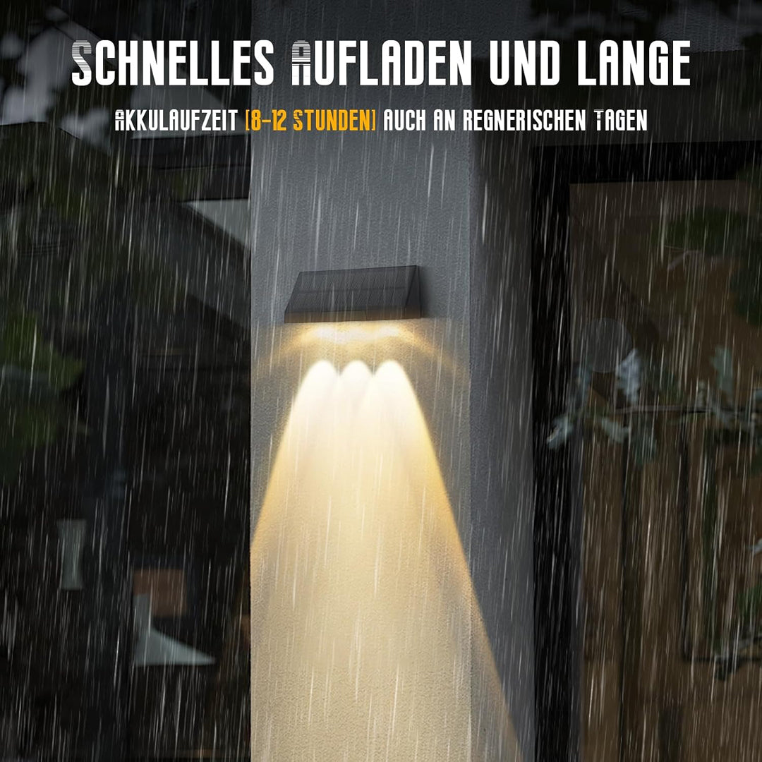 ZMH Solarlampen für Außen Garten 4ER Solar Wandleuchte Aussen Wand LED