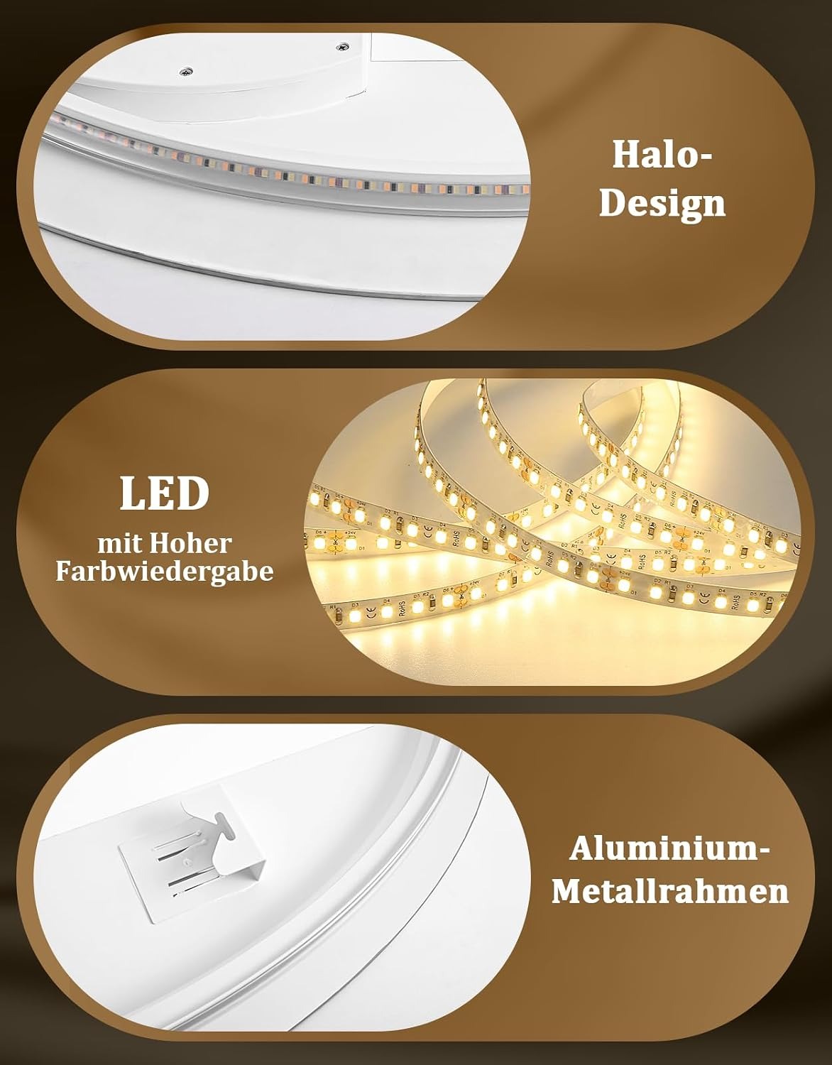 ZMH Oval Badspiegel Mit Beleuchtung,60x80 cm LED Bad Wand Spiegel Ovale
