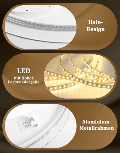ZMH Oval Badspiegel Mit Beleuchtung,60x80 cm LED Bad Wand Spiegel Ovale