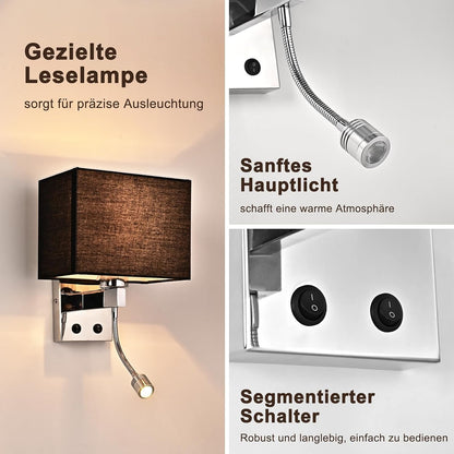 ZMH Wandlampe Innen Wandleuchte Schlafzimmer Schwarz Modern Wandstrahler
