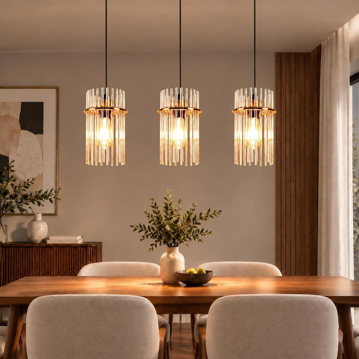 ZMH Hängelampe 5 Flammig Pendelleuchte Glas Hängeleuchte Modern