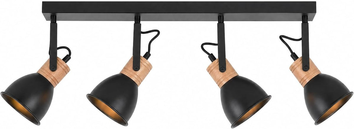 ZMH Deckenstrahler 1-4 Flammig Schwarz Deckenlampe Vintage Wohnzimmerlampe