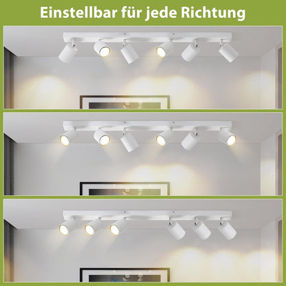 ZMH LED Deckenleuchte Weiß Deckenstrahler: GU10 Deckenlampe Spots 6 Flammig 330°Schwenkbar Deckenspots
