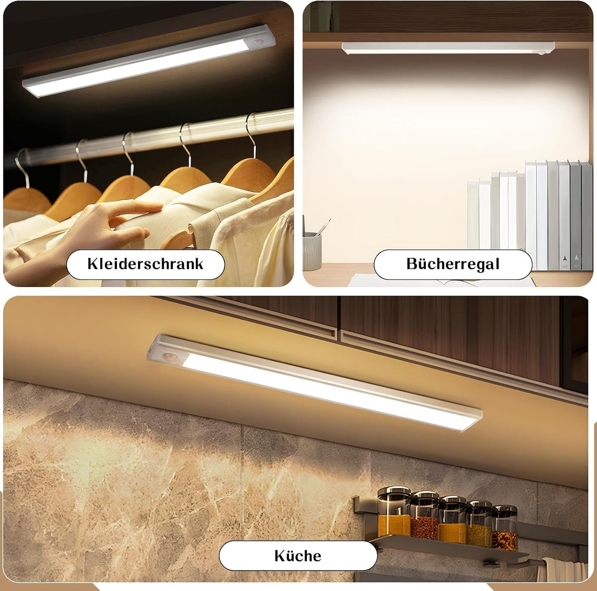 ZMH Schrankbeleuchtung LED Unterbauleuchte Küche 20-40CM Dimmbar Silber