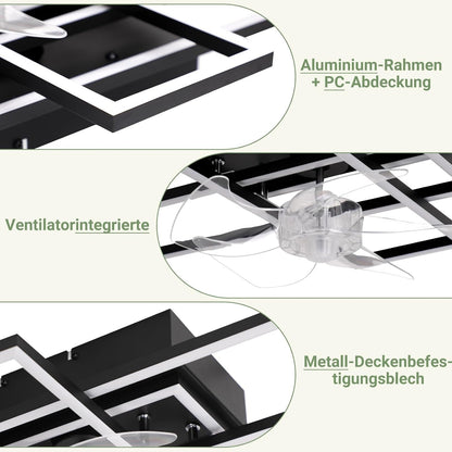 ZMH Deckenventilator mit Beleuchtung Deckenleuchte LED Deckenlampe
