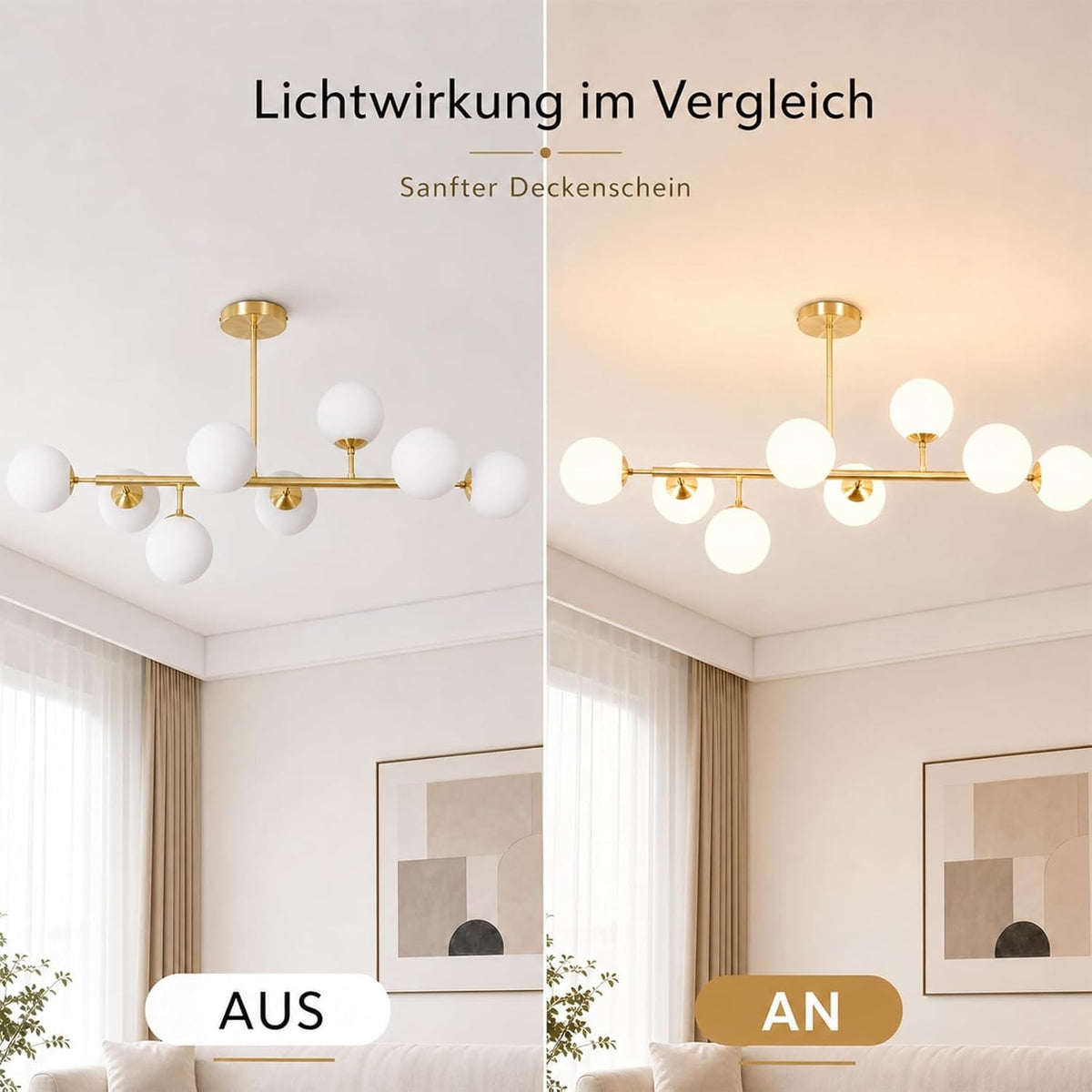 ZMH Deckenlampe 8 Flammig Wohnzimmer Deckenleuchte Schlafzimmer Modern G9