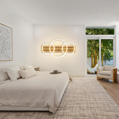 ZMH LED Deckenleuchte Dimmbar Holz Deckenlampe 70cm Wohnzimmerlampe Decke