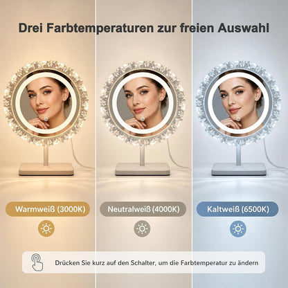 ZMH Rund Schminkspiegel mit Beleuchtung,30×38CM LED Hollywood Spiegel