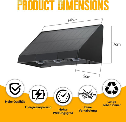 ZMH Solarlampen für Außen Garten 4ER Solar Wandleuchte Aussen Wand LED