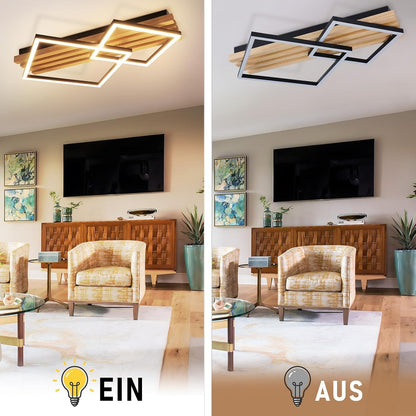 ZMH LED Deckenlamape Holz Deckenleuchte Dimmbar 55CM Schlafzimmer Lampe
