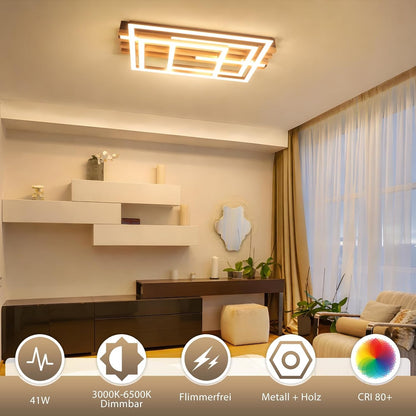 ZMH Deckenlampe LED Deckenleuchte Küche 41W Küchenlampe Schwarz Wohnzimmer