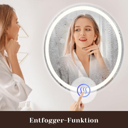 ZMH Rund Badspiegel Mit Beleuchtung - LED Bad Wand Spiegel Badezimmer