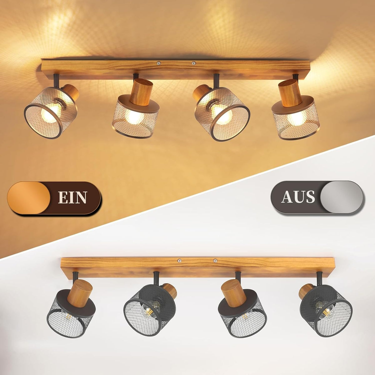 ZMH Deckenstrahler 4-1 Flammig Deckenlampe Vintage Spots Deckenleuchte Küche