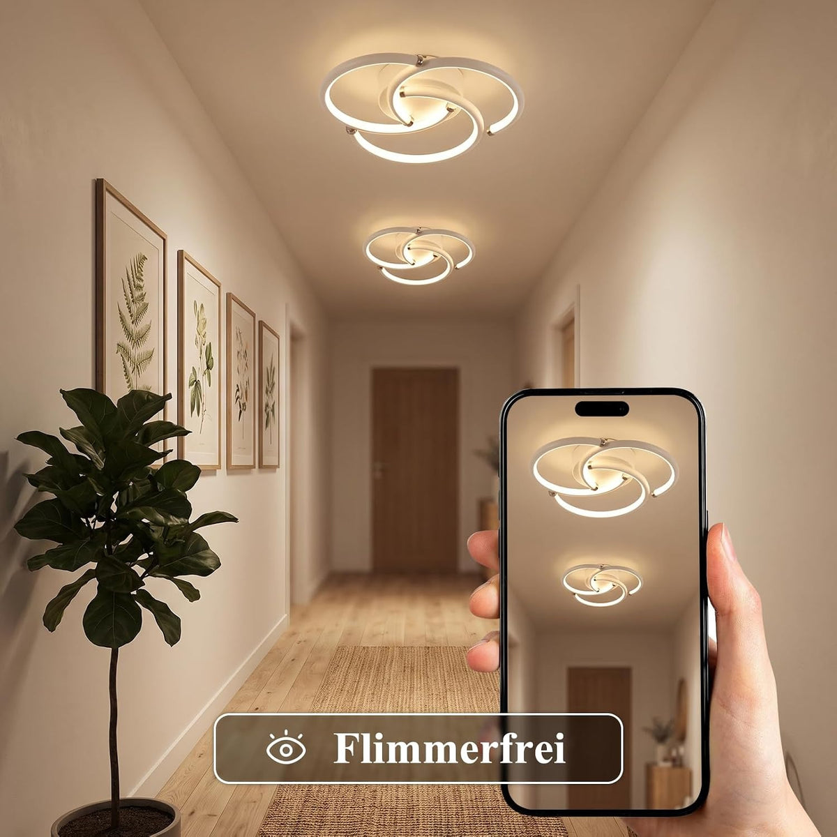 ZMH Deckenlampe Küche LED Deckenleuchte 24W 3000K Schlafzimmerlampe